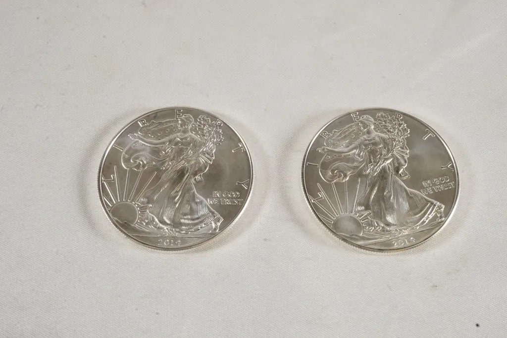 Lot of (2) 2014 Silver American Eagles