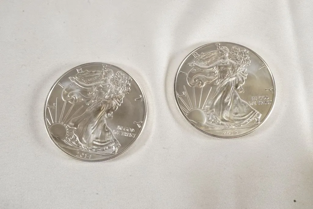 Lot of (2) 2014 Silver American Eagles