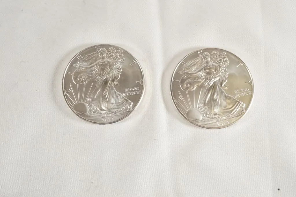 Lot of (2) 2014 Silver American Eagles