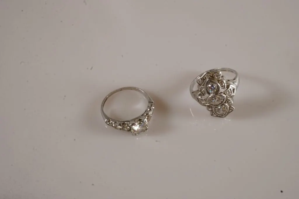 Lot of (2) Platinum Rings w/Diamonds