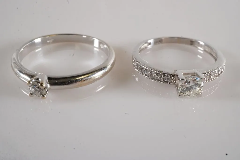 Lot of (2) 18k White Gold Rings w/Diamonds