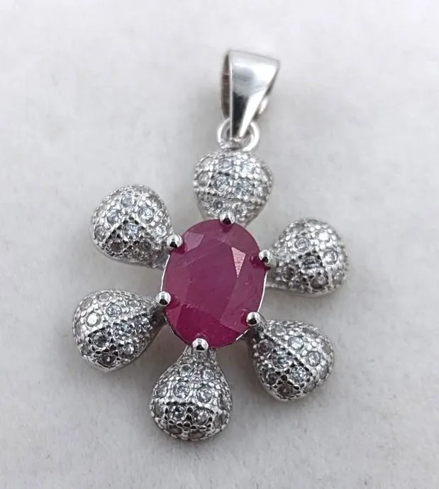 2.5 CT CERTIFIED SILVER RUBY GEMSTONE PENDANT ($1,772 APPRAISAL)