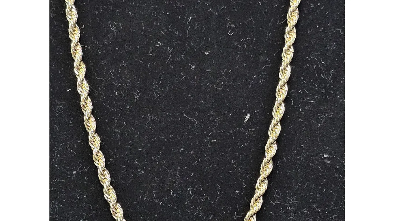 *NEW* 14K GOLD PLATE 4MM TWISTED ROPE NECKLACE: 23.5" LONG