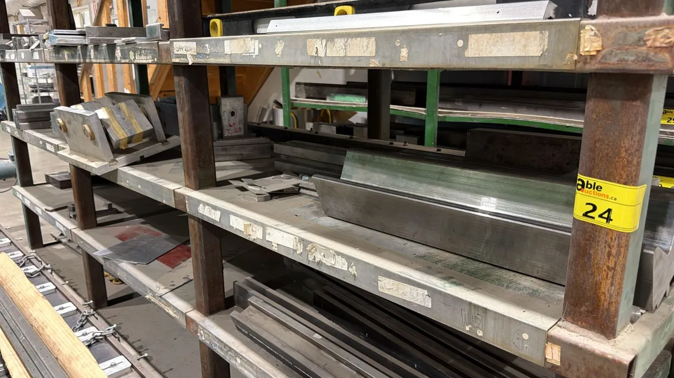 SHELF OF ASSORTED INDUSTRIAL PRESS BRAKE DIES & MORE