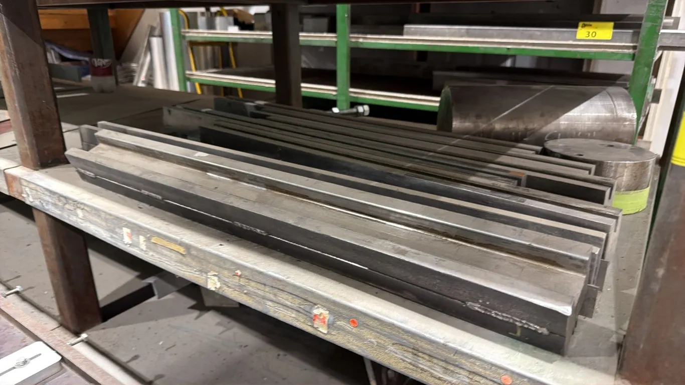 SHELF OF ASSORTED INDUSTRIAL PRESS BRAKE DIES & MORE