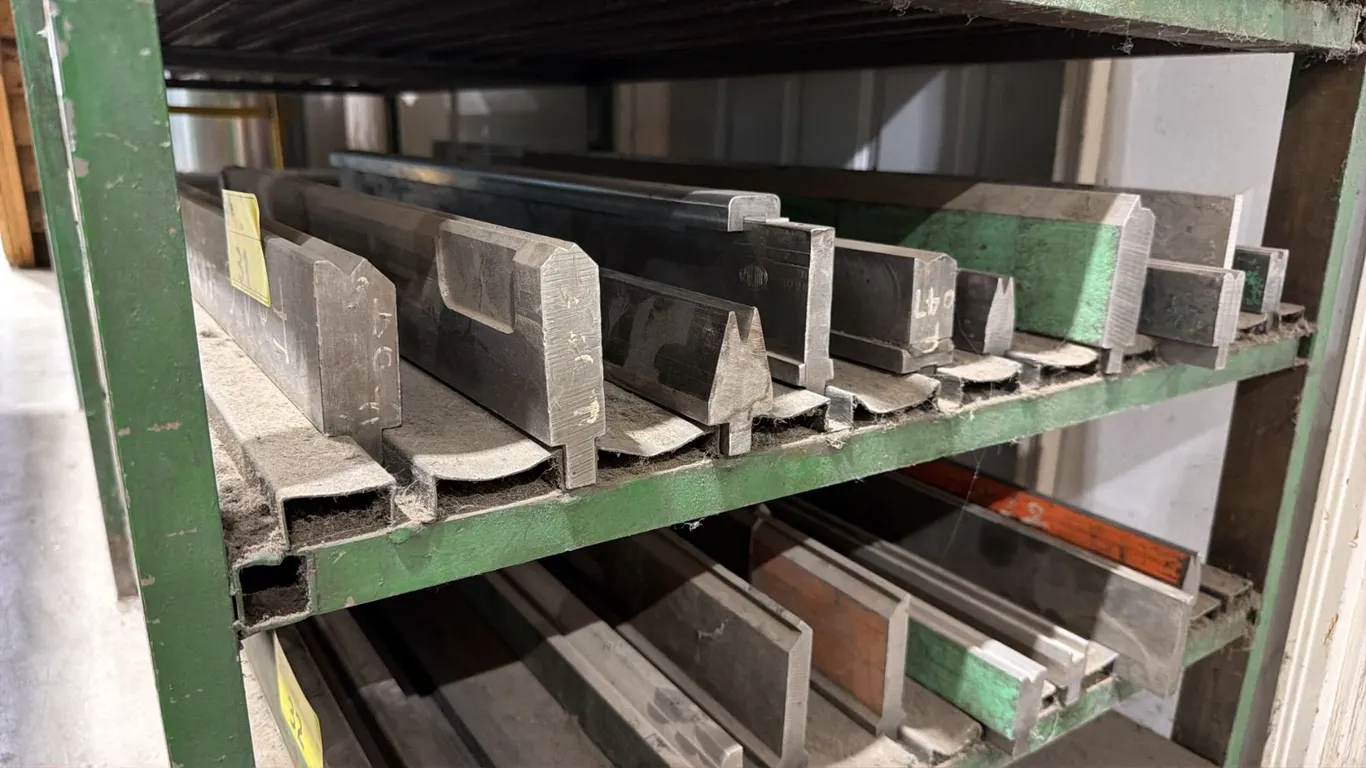 SHELF OF ASSORTED INDUSTRIAL PRESS BRAKE DIES & MORE