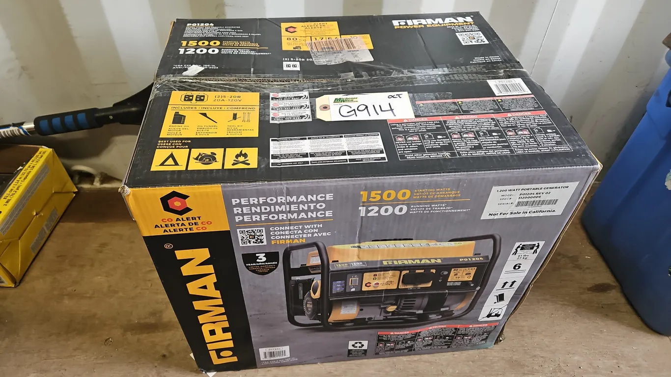 Firman 1200W Generator - Qty 1 *Not Unused*