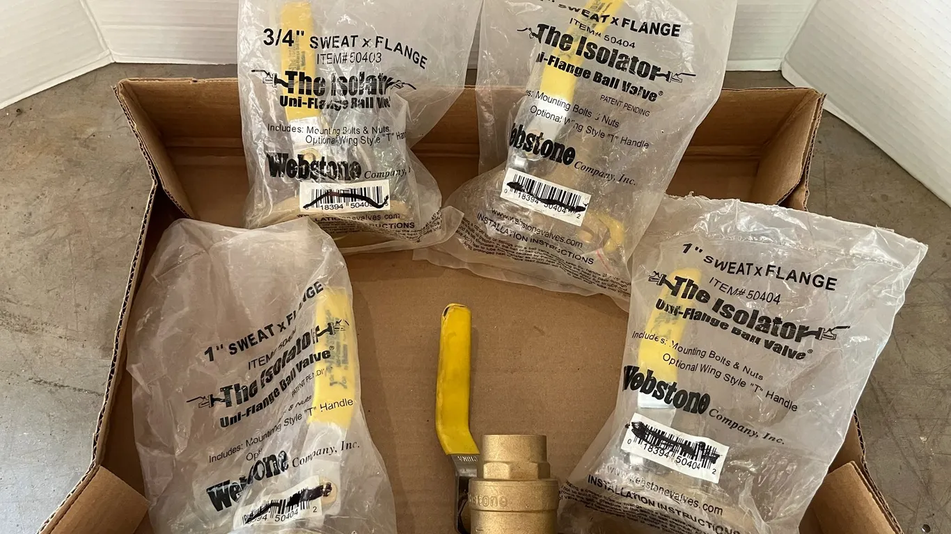 (5) 1" and 3/4" Sweat x Flange Uni-Flange Ball Valve