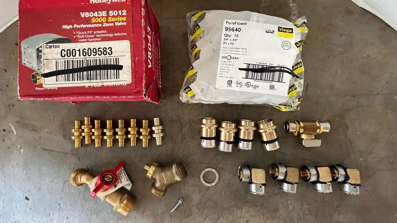 Honeywell Motorized Zone Valve and Assorted Fittings