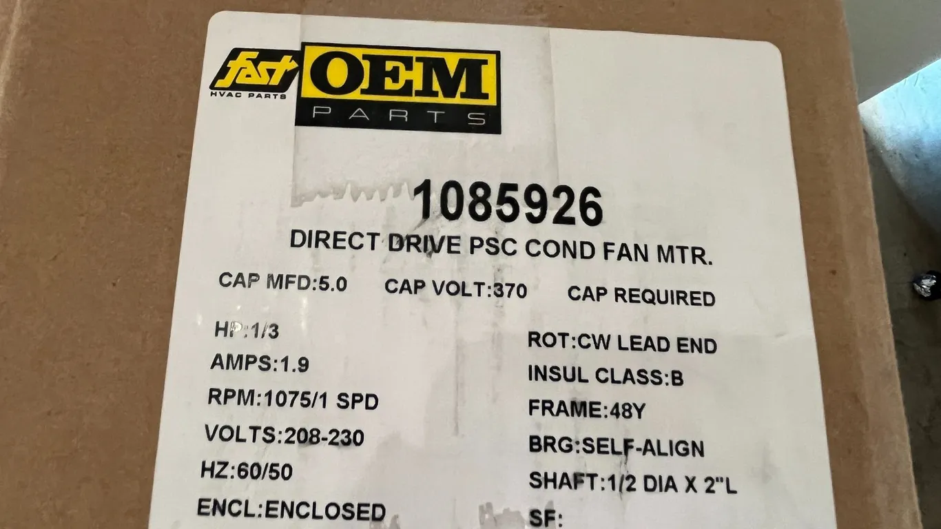 OEM Direct Drive PSC Cond Fan MTR.