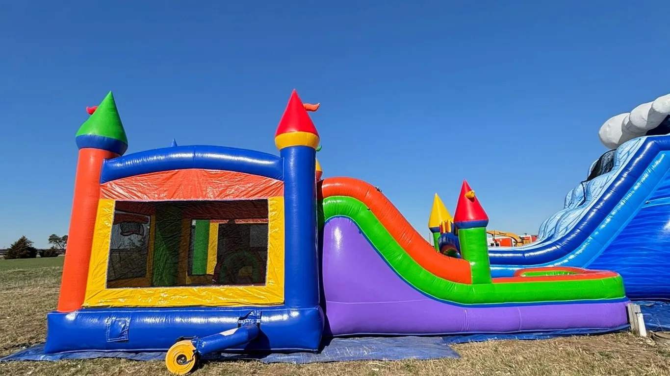 Rainbow Slide Away Bouce House