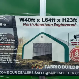 NEW 40X63X23 DOUBLE TRUSS WITH HEAVY DUTY PVC STORAGE SHELTER FOR BOAT, TRACTOR, HAYS, LIVESTOCKS