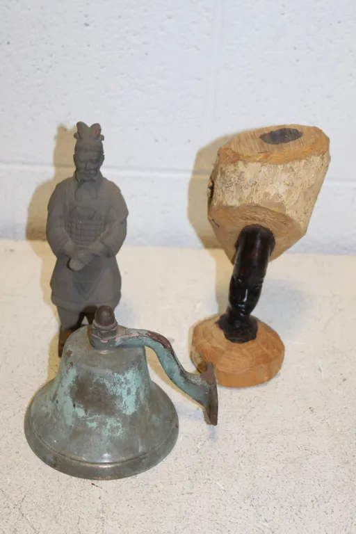 Chinese Soldier Figurine, Bell & Sculpture