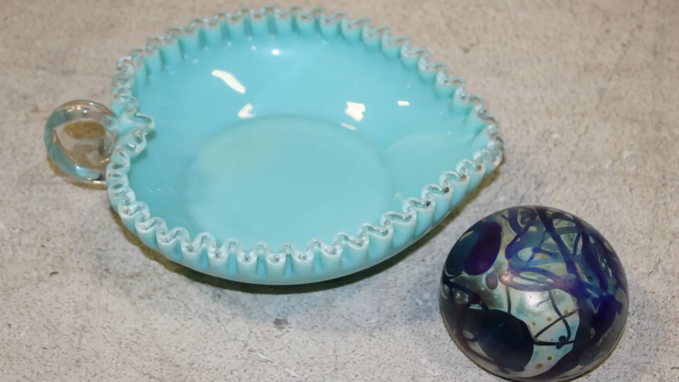 Art Glass Bowl & Eichjoldt Paperweight