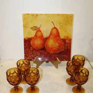Amber Goblets & Pear Print