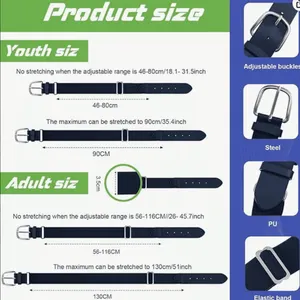 Hercicy 12 pieces Baseball Belts Adjustable Adult size Navy Blue NEW