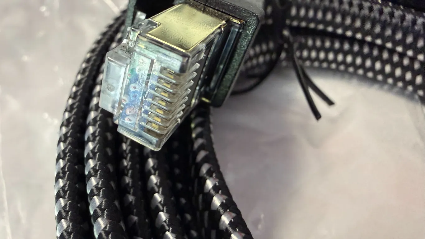 Ethernet Cable Nylon Braided 15 FT Heavy Duty Flat Cord RJ45 Connector with Cable Clips