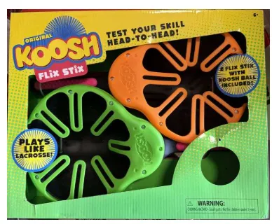 Original Koosh Flix Stix, Plays like Lacrosse. orange and green- Missing ball