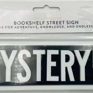 6"W X 2H" Bookshelf Sign “Mystery Ln” Street Sign In Black and White Bookshelf Novelty Item