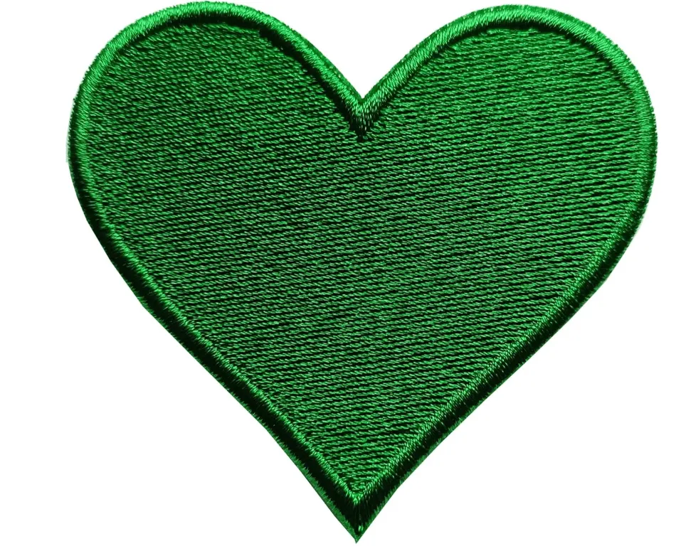 3pcs Green Heart Embroidered Iron on Patches for Clothing Jackets Backpacks 2.7x2.8 inch New