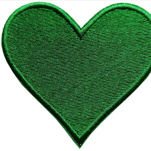3pcs Green Heart Embroidered Iron on Patches for Clothing Jackets Backpacks 2.7x2.8 inch New