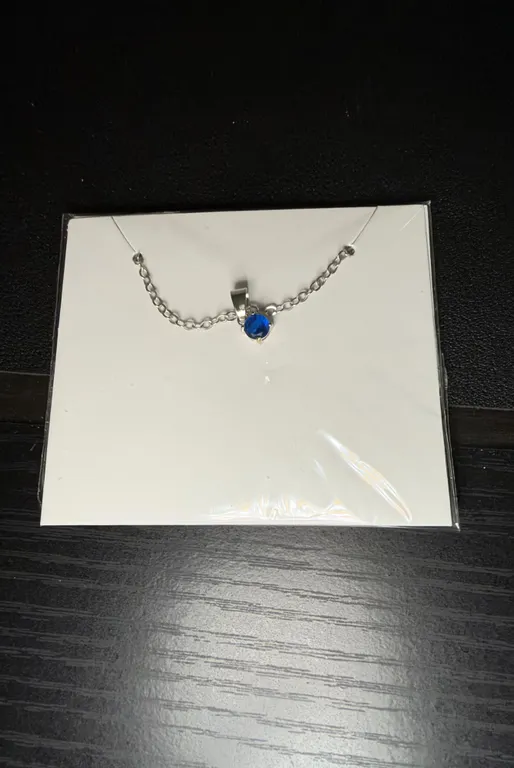 Effy Blue / Tanzanite Pendant Silver Plated Chain December Birth Stone NEW