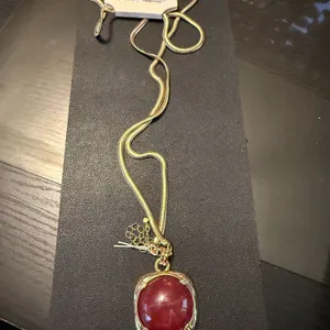34" Gold Tone Necklace with Extender. Red Center Stone New with Tags