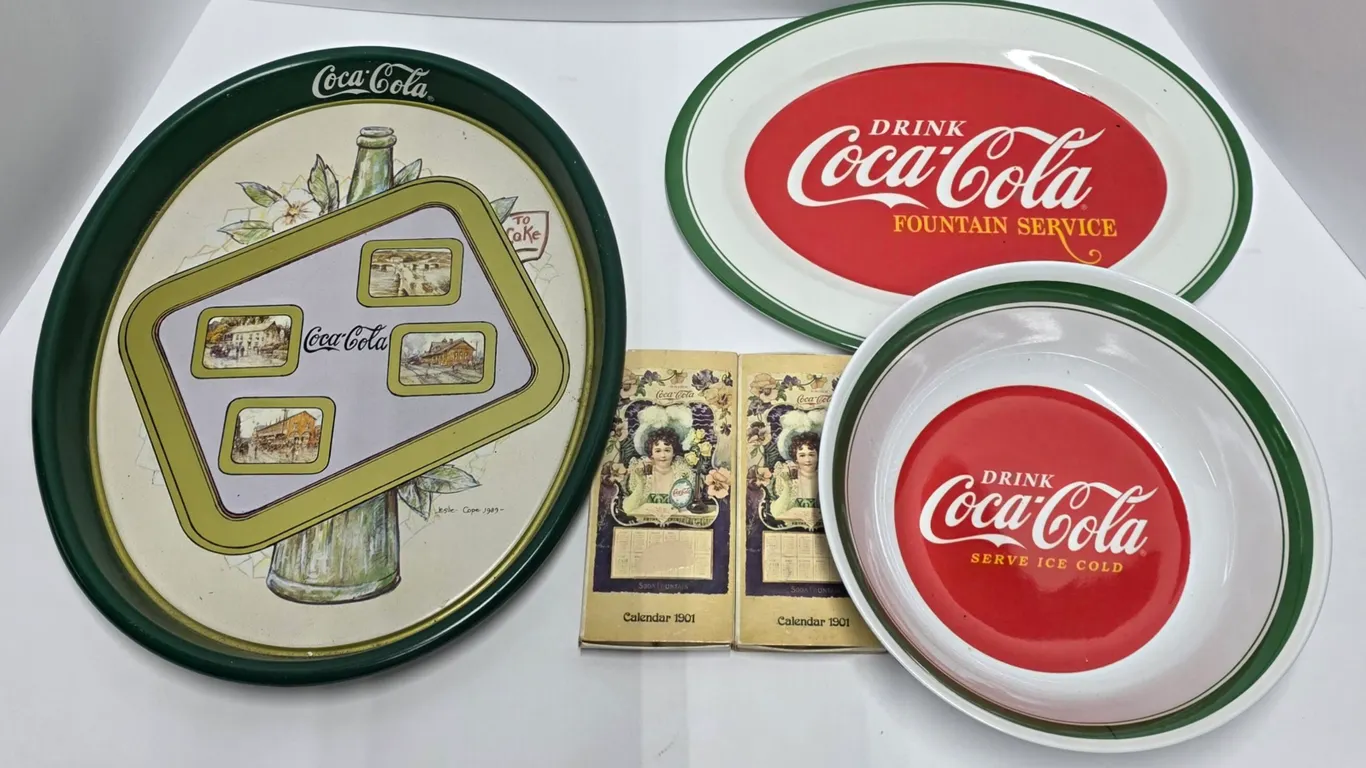 Coca-Cola Advertising Trays, Bowl & Calendar Reproductions