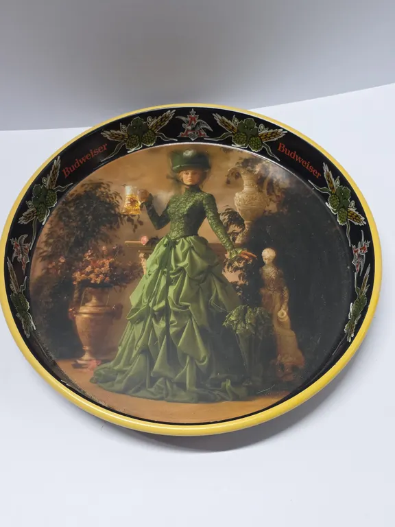Budweiser Decorative Victorian Lady Round Tin / Tray