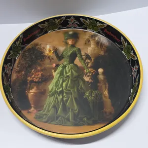 Budweiser Decorative Victorian Lady Round Tin / Tray