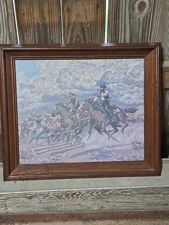 Framed Horse & Cowboy Art Print