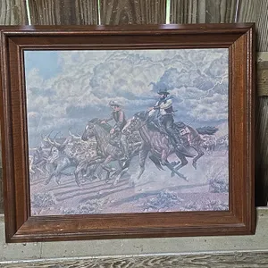 Framed Horse & Cowboy Art Print