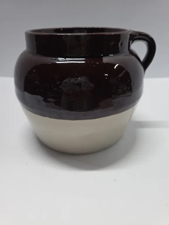 Brown & Cream Stoneware Crock Number 2 with Star on Bottom