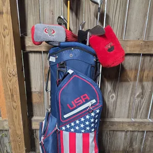 USA Golf Bag with Assorted Golf Clubs