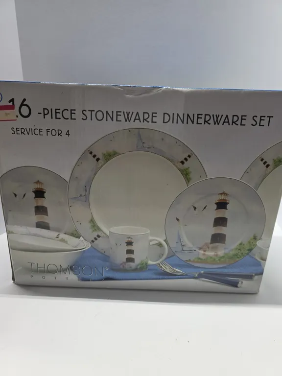 Lighthouse Stoneware Dinnerware Set in Box