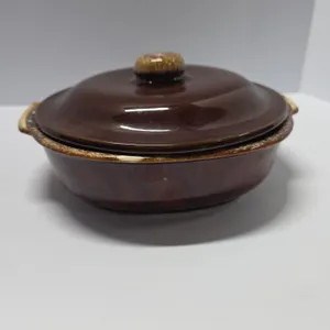 Hull Brown Stoneware Covered Casserole Dish