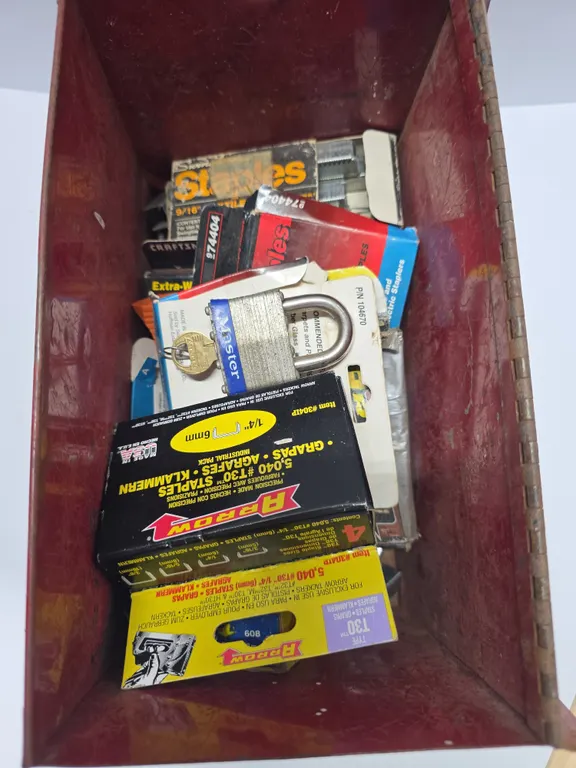 Lot of Staples and Lock with Key