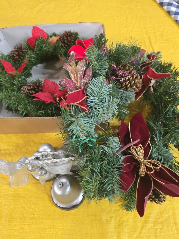 Artificial Christmas Greenery & Poinsettia Decor