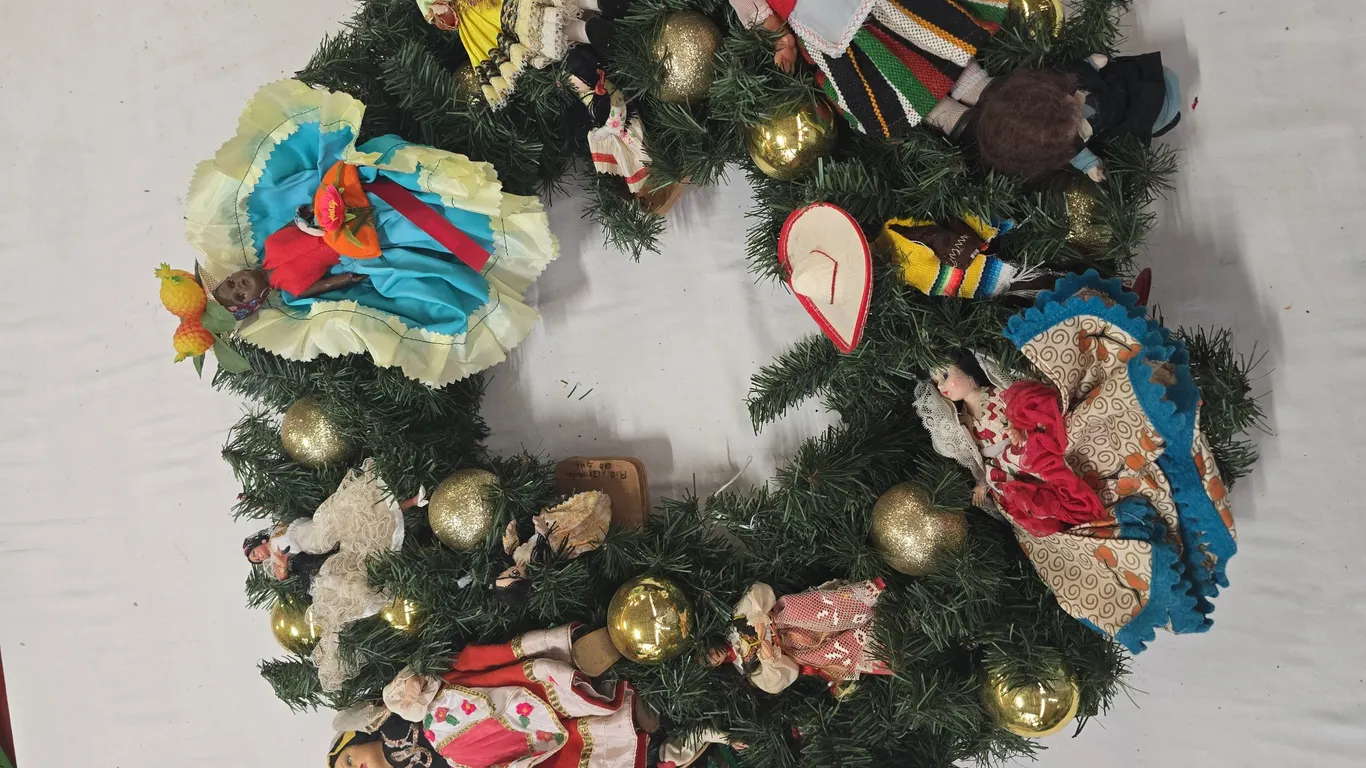 Around the World Decorated Christmas Wreath