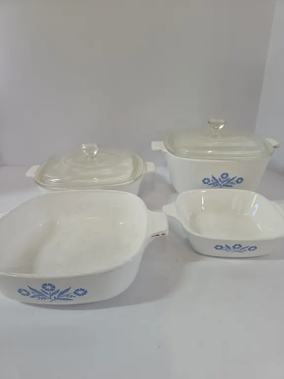 Corning Ware Blue Cornflower Milk Glass Bakeware Lot