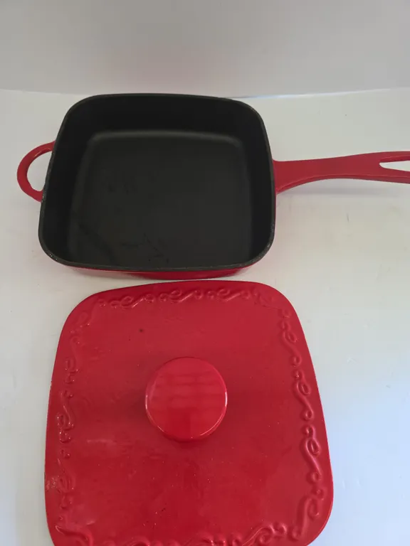 Cast Iron Grill Pan Red Dutch Oven with Lid