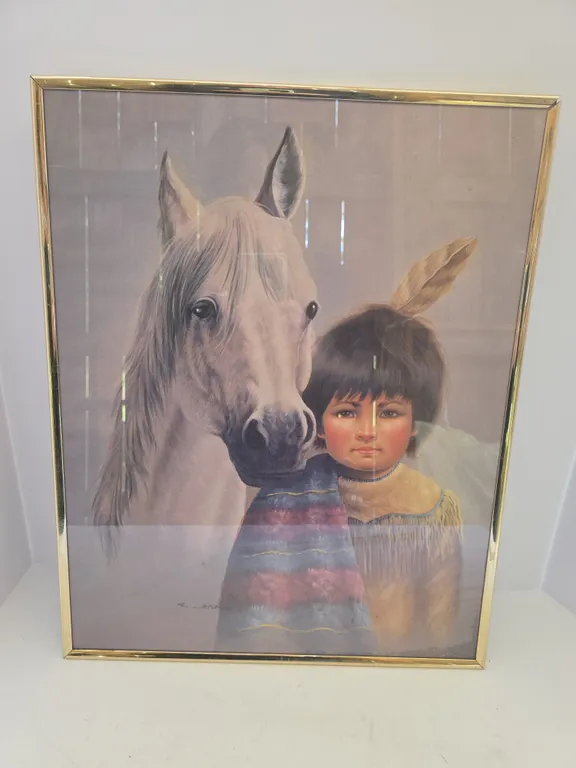 Framed Girl with Horse Art Print