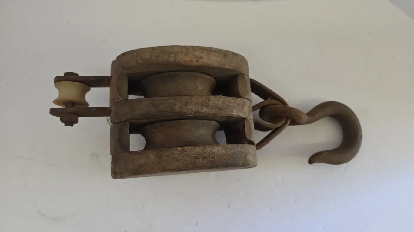 Vintage Wood & Metal Pulley Block