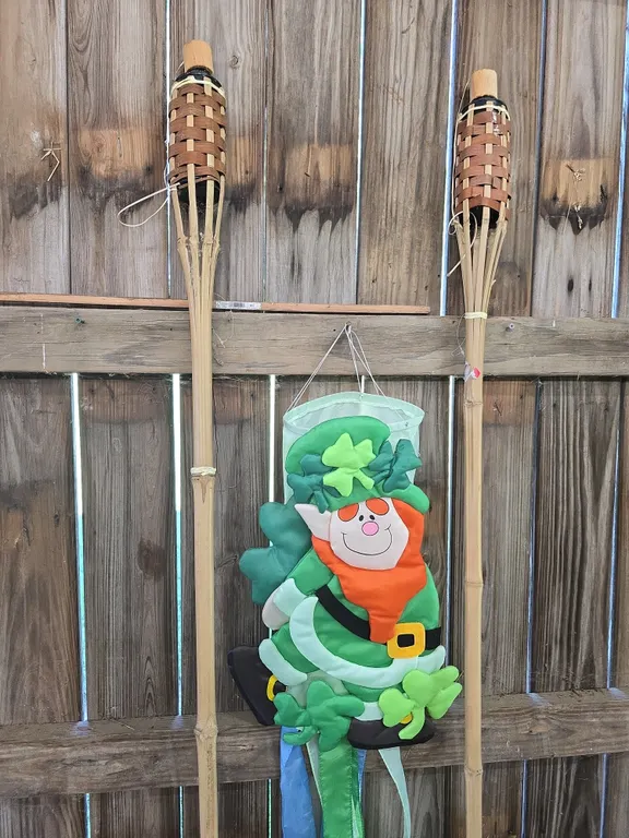 Tiki Torches & Leprechaun Yard Decor