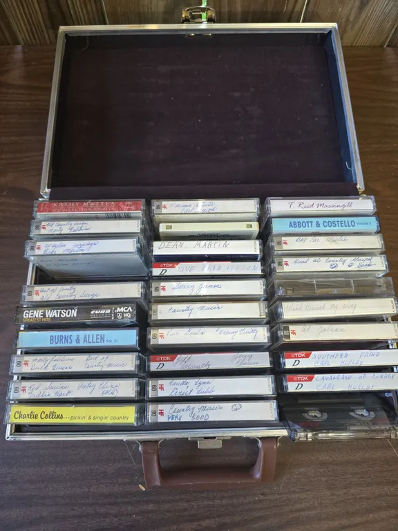 Assorted Cassette Tapes with Storage Case