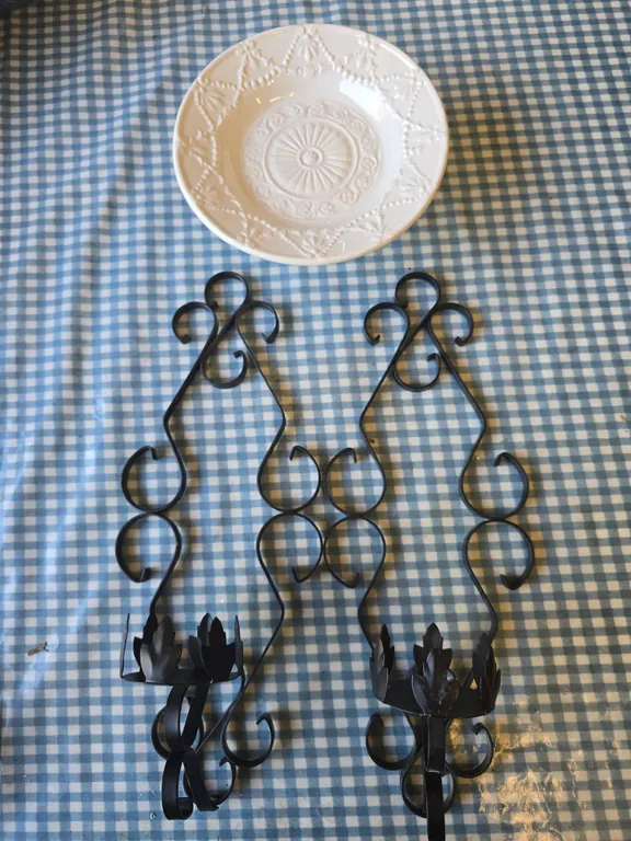 Decorative Plate & Metal Wall Sconces