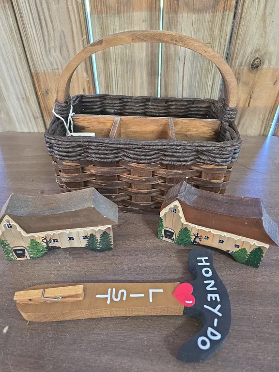 Woven Basket & Rustic Home Decor Lot