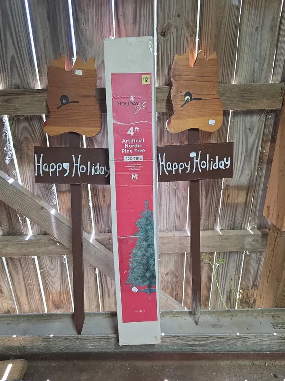 Christmas Tree and 2 Wood Deer Signs