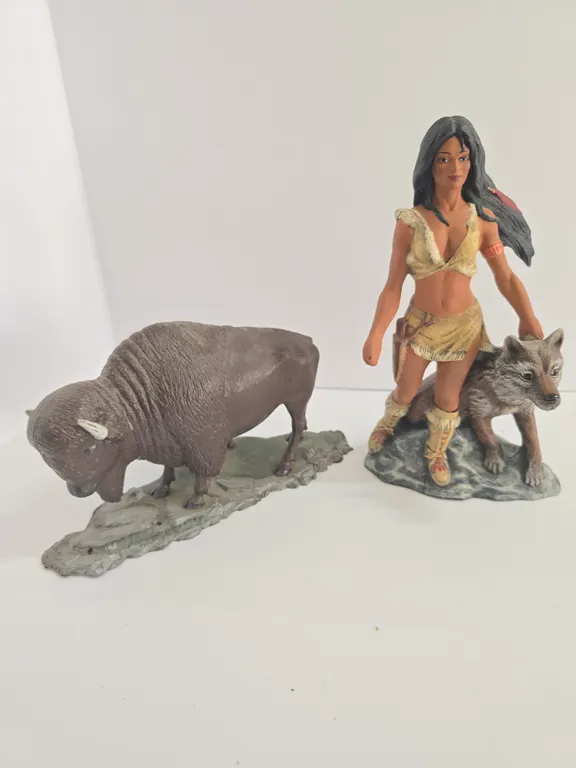 Native American & Buffalo Figurine