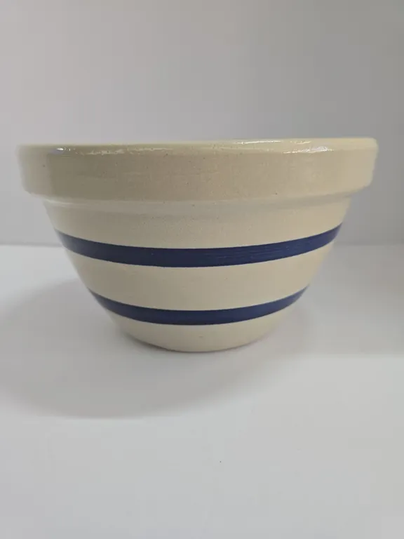 Robinson Ransbottom Blue Stripe Stoneware Mixing Bowl